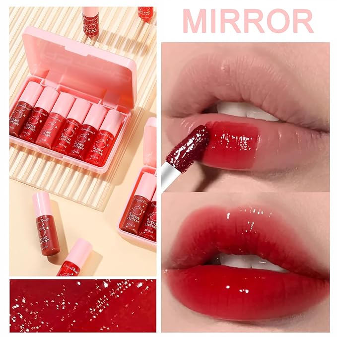 6 Colors Peach Lip Tint Stain Set, Mini Lip