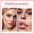 Multi Cream Blush & Blush Brush Set, Korean Makeup Blush for Cheeks, Multi-Use Face Balm, Lightweight & Hydrating, Blendable Color, Non-Greasy, Soft Bristles for Radiant Finish (Nude Gardenia)