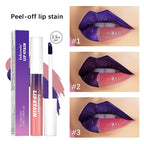 3Pcs Peel-Off Lip Tint Set - Tattoo Lip Stain Kit in 3 Vibrant Colors, Long-Lasting Matte Finish, Moisturizing Peel-Off Lip Mask, Waterproof & Smudge-Proof, 24H Color Hold (3PCS, 3)