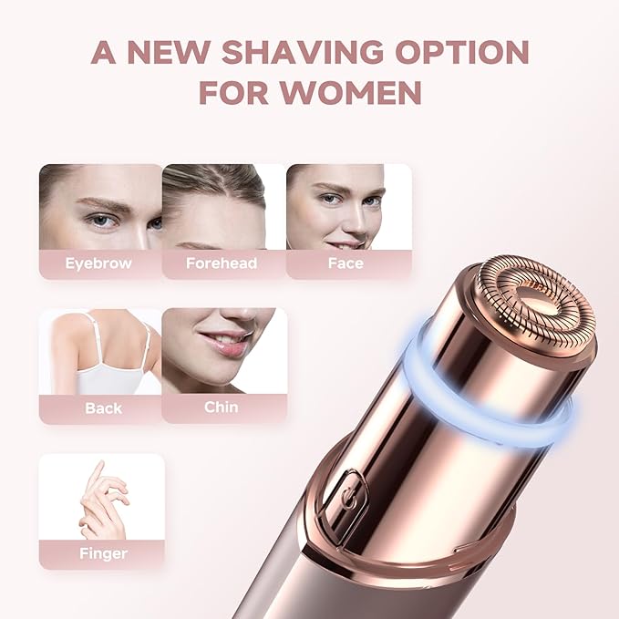 Facial Hair Remover for Women(Gen 3 Pro), Eyebrow Facial Trimmer, Luxury 2 in1 Hair Removal Device for Face, Lip, Nose, with Replacement Heads