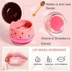 4 PCS Bee Lip Balm Lip Mask Honey Pot,Honey&Strawberry&Watermelon&Apple Lime Lip Sleeping Mask,Moisturizing Lip Mask Overnight Prevention Dry and Cracked Lip Scrubs Exfoliator Lip Care