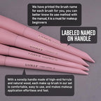 LORYP Makeup Brushes Set Labeled 18 Piece Face and Eye Brush Set Ultra soft hair Foundation, Concealer, Blush, Contour, Blending, Eyeshadow Pink Brush kit