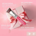 LAMORA Foundation Brush for Liquid Makeup - Kabuki Face Brush for Cream, Powder, Blush, and Concealer - Flat Top Blending, Buffing, Stippling Brush