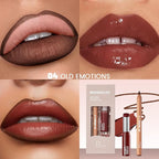 2Pcs Lipstick and Lip Liner Combo, Lip Liner and Lip Gloss Kit for Women, Matte Lip Pencil and Smooth Hydrating Lipstick with Sharpener, Non-Stick Lip Makeup Set