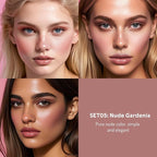 Multi Cream Blush & Blush Brush Set, Korean Makeup Blush for Cheeks, Multi-Use Face Balm, Lightweight & Hydrating, Blendable Color, Non-Greasy, Soft Bristles for Radiant Finish (Nude Gardenia)