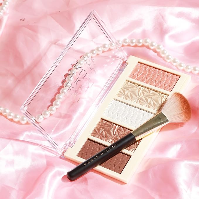 Paris Hilton Define Your Light Set - Blendable Highlighter Makeup with Vibrant Blush, Bronzer and Contour Palette - Makeup Palette with Brush - 1 pc