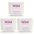 Wild - Refillable Deodorant - Coconut & Vanilla Refill Trio Pack - Vegan - Aluminum Free - Long Lasting Protection - 3 Pack of 1.41oz Refills
