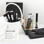 DUcare 15pcs Classic Black Makeup Brush Set with Bag Professional Soft Synthetic Foundation, Blending, Eyeshadow, Powder, Concealer Brushes for Flawless Makeup Application