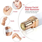 Facial Hair Remover, Women Facial Hair Removal Electric Facial Hair Trimmer Facial Hair Shaver Built-in Led Light for Lips Chin Cheeks Peach