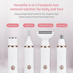 4-in-1 Facial Hair Removal for Women, Electric Painless Shaver, USB Rechargeable, Lip Chin Cheek Trimmer