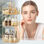 360° Rotating Makeup Organizer, Large-Capacity Skincare Make Up Storage 3 Tier Perfume Organizers Cosmetic Dresser Organizer with Makeup Brush Holder, Fits Bedroom, Bathroom, Vanity Shelf Countertop