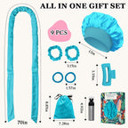 Heatless Curls Overnight Hair Curler, 70" Soft Hair Curlers to Sleep In No Heat Curls Overnight, 9 PCS No Heat Curlers Set for Women - Blue