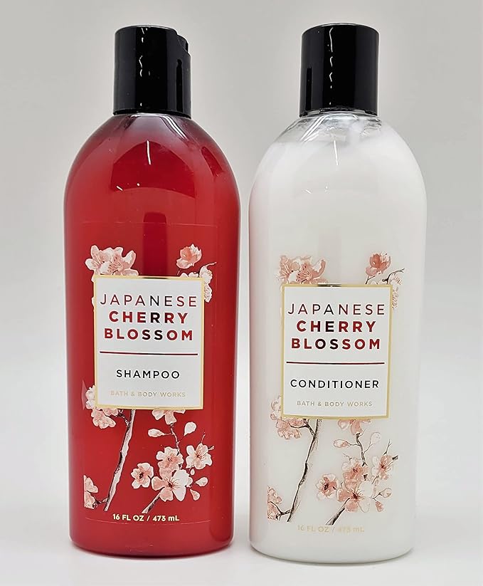 Bath & Body Works - 2 pc Bundle - Japanese Cherry Blossom - Shampoo and Conditioner - 16 FL OZ each