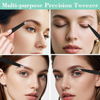 Tweezers Set, Hyxhappy 9 pcs Professional Stainless Steel Tweezers Kit for Facial Hair, Great Precision Eyebrow Plucke Tweezer with Luxurious Travel Case for Daily Beauty Tools