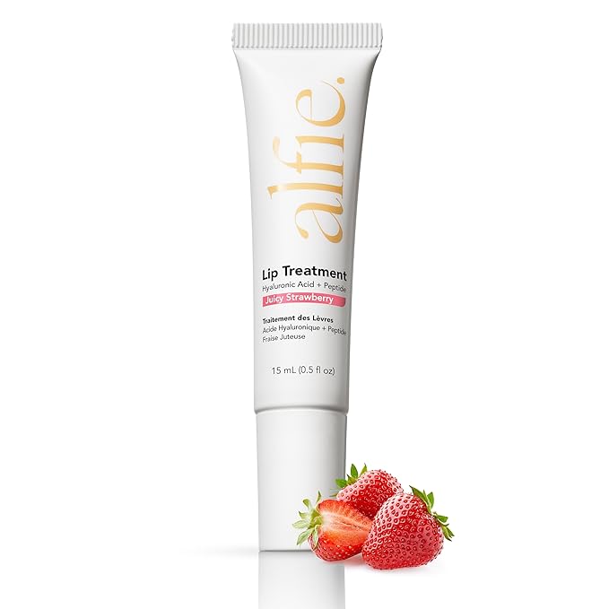 Alfie Hyaluronic Acid Lip Booster -Strawberry Flavor -15ml/0.5 Fl. Oz -Peptide Lip Treatment -Lip Plumper & Filler -Lip Serum & Moisturizer -Lip Volume Hydrating Treatment -Vegan Friendly, Non-Toxic