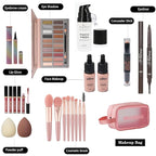 All in One Makeup Kit, Includes 20 Colors Eyeshadow Palette, RUIGPRO Foundation & Face Primer, Makeup Brush, Makeup Sponge, Eyebrow Soap, Winged Eyeliner Stamp, Gift Set for Women, Girls & Teens