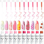 JODSONE Nail Art Gel Liner Set 10 Colors Pink Collection Gel Nail polish Need U V Lamp Cured at Home Salon Design Gift for Girls
