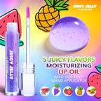 Blossom Juicy Jelly Moisturizing Lip Care Fruit Flavored Nourishing Lip Oil with Doe Foot Wand Applicator, 0.45fl oz, 5 Pack Bundle