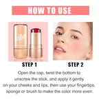 2pcs Jelly Blush Stick, Multi-purpose Lip and Cheek Colour Stick, Jelly Texture Waterproof, Moisturising and Long-lasting, Non-sticky, Create Watercolour Makeup Effect for Women and Girls 2#