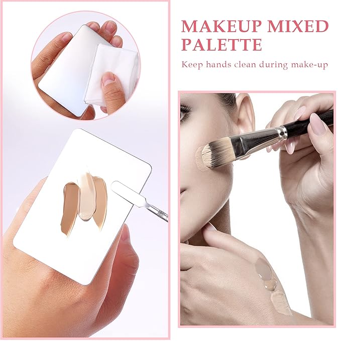 Makeup Mixing Palette Stainless Steel Foundation Palette with Spatula Professional Cosmetic Palette for Mixing Foundation Eye Shadow Nail DIY Art