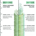 Garnier Fructis Hair Filler Fullness Repair Shampoo, Volumizing Shampoo with Polypeptides and Hair Repair Complex for Thin, Weak Split Ends, 10.1 Fl Oz