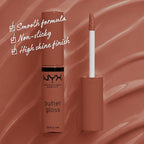 NYX PROFESSIONAL MAKEUP Butter Gloss, Non-Sticky Lip Gloss - Bit Of Honey (Peach Nude)