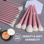 LORYP Makeup Brushes Set Labeled 18 Piece Face and Eye Brush Set Ultra soft hair Foundation, Concealer, Blush, Contour, Blending, Eyeshadow Pink Brush kit