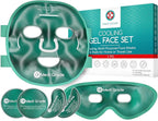 Medi Grade Cooling Ice Face Mask and Cooling Eye Mask for Puffy Eyes & Migraine Relief - Self Care Face Ice Pack with ChillGel Face Ice Mask Technology - Cooling Face Mask, Eye Pads and Bag