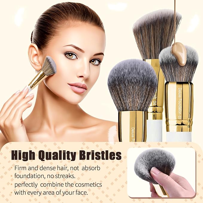 Professional Makeup Brushes Set Premium Quality Goat Hair Synthetic Fiber Powder Foundation Highlight Concealer Eyeshadow Blending By Bueart Design