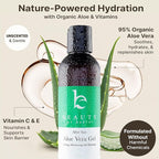 Beauty by Earth Aloe Vera Gel - USA Made with Natural & Organic Ingredients, Pure Aloe Vera Plant Gel for Face Mask, Hair & Skin with Vitamin C & E, Soothing and Cooling for Sunburn & After Sun Care
