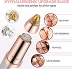 gurelax Eyebrow Hair Remover, Electric Eyebrow Trimmer for Women,Face and Eye Epilator with LED Light for Women Rechargeable with 2 x Replacement Heads (White)