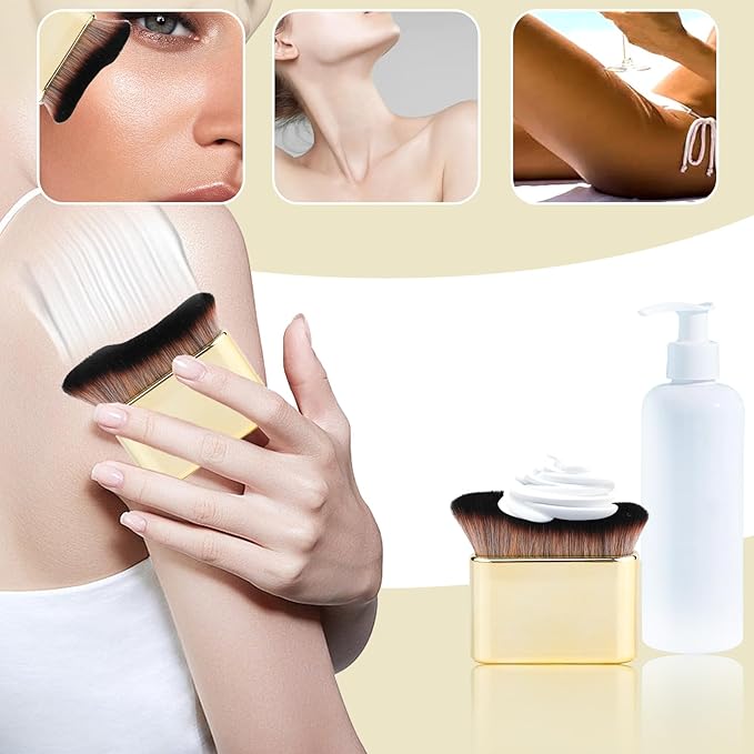 Self Tanning Brush, Self Tanning Brush Applicator Self Tanner Brush Foundation Body Makeup Brushes Self Tan Blending Brush for Face and Body（Gold)