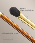 Desert Oak Series Thumb-Shaped Eyeshadow Brush - Curved Brush Head Mimics Natural Finger Contour, Premium Goat Hair & Bubinga Handle for Lid/Crease Blending (CM 170)