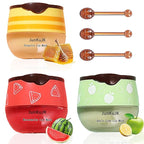 3 Pcs Bee Lip Balm Honey Pot with Stick,Moisturizing Lip Mask Overnight,Day and Night Tinted Sleeping Lip Balm,Hydrating Lip Scrubs Exfoliator & Moisturizer