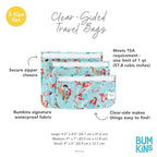 Bumkins Disney Ariel Travel Bag, Toiletry, TSA Approved Pouch, Zip Bag, Quart Size Airline Compliant, Clear-Sided, Baby, Diaper Bag Organization, Makeup, Accessories, Packing, Set of 3 Sizes