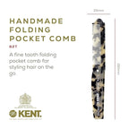 Kent 82T Handmade Folding Pocket Comb for Men, Fine Tooth Hair Comb Straightener for Everyday Grooming Styling Hair, Beard or Mustache, Use Dry or with Balms, Saw Cut Hand Polished, Made in England