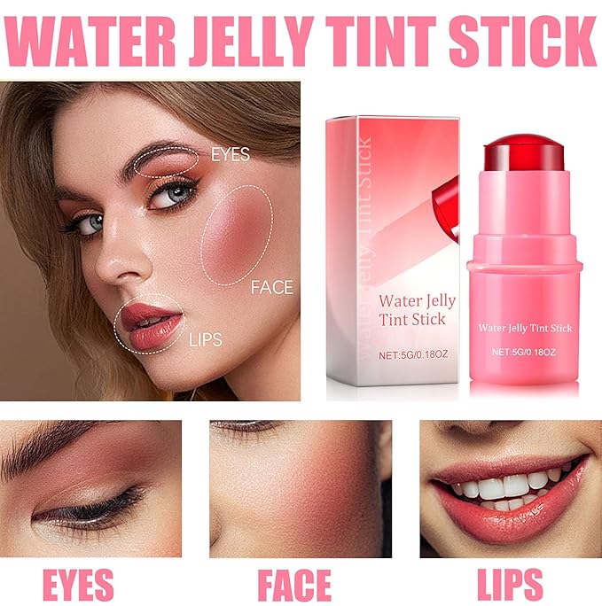 Milk Cooling Water Jelly Tint, Jelly Blush Stick Makeup Jelly Tint, Milk Jelly Blush, Cruelty Free, Blush Stick for Cheeks and Lips