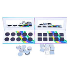 2PCS PU leather pastel sparkle empty magnetic palette with 10Pcs 26mm Round Metal Pans and 10Pcs 23mm square Metal Pans,DIY Eye Shadow makeup palette,elastic, flexible and lubricated, waterproof and easy to clean (Suit-1)