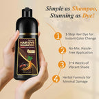 Dark Brown Hair Dye Shampoo for Gray Hair, Natural Color Shampoo Hair Dye for Women & Men, Hair Instant Dye Shampoo Colors Hair in Minutes, Champu Para Canas, 3-in-1 Shampoo for Dyeing Gray, 500 Ml