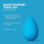 Beautyblender® | Topaz Sky Beauty Blender Makeup Sponge, Super-Soft Foam Easily Blends Foundations, Powders & Creams, Made in USA, Reusable, Washable, Streak Free Application, Vegan, Cruelty Free