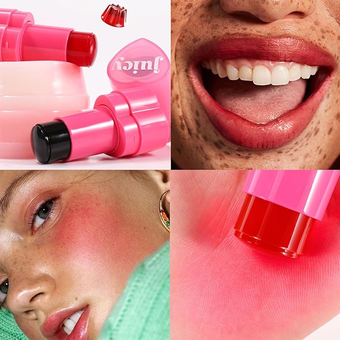 Water Jelly Tint Blush, 3-In-1 Multi-Use Blush Cream Blush Stick for Eyes, Cheeks & Lips, Hydrating & Bouncy Jelly Texture, Blends Perfect for Skin Portable Multipurpose Long Lasting Waterproof(03, s)