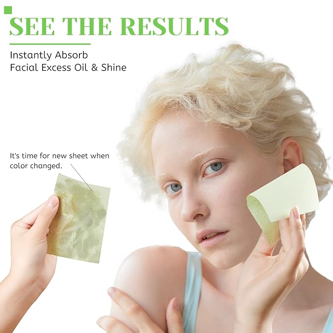 Oil Blotting Sheets for Face - Green Tea,26% Larger,3pk/300 Natural Blotting Paper for Oily Skin,Makeup Friendly Oil Absorbing Sheets,Easy To Grab One