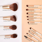 DUcare Makeup Brushes with Bag - 14Pcs Professional Synthetic Make Up Brushes Set for Blush Concealer Foundation Bronzer Powder Eyebrow Contour Eyeshadow Blending Makeup Brush Set Mekaup bag, White