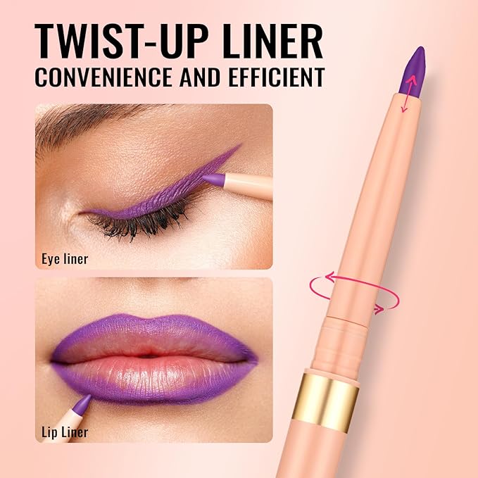 Oulac Matte Purple Lip Liner Pencil, Waterproof Retractable Lipliner Crayon, Smooth and Creamy Long Wearing Lip Makeup, Contour Your Lips, Vegan Beauty, 08 Well-dressed
