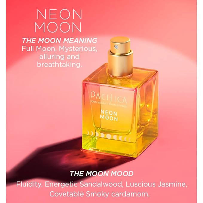 Pacifica Beauty Neon Moon Spray Perfume - Energetic Sandalwood Jasmine Smoky Cardamon - Clean Vegan Eau de Toilette, 1 fl oz