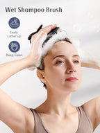 HEETA Scalp Massager Shampoo Brush with Silicone Bristles for Dandruff Removal Scalp Care & Hair Growth, Scalp Scrubber for All Hair Types, Head Massager Stress Relax, Upgraded Large Design,Black