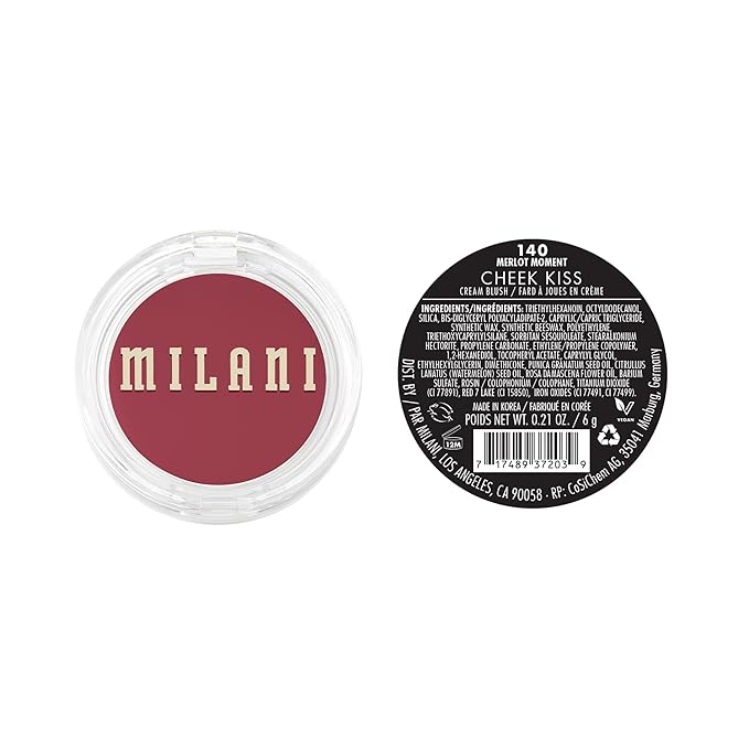 Milani Cheek Kiss Cream Blush- Cream to Gel Blush for Cheek and Lip Tint