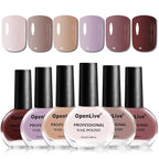 10ml Nude Pink Nail Polish Set 6 Colors Brown Red Purple All Seasons Neutral Color Quick Dry Nail Polish Set for Women Salon DIY Nail Art