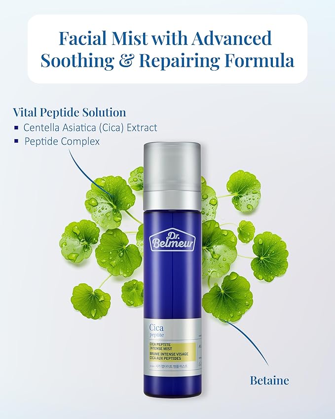 Advanced CICA Intense Mist for Sensitive Skin (4.1fl oz) - Ultra Fine Mist for Soothe, Hydrate. Korean Skin Care. Centella Asiatica, Betaine.