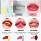 Unaone Lip Scrub Brush - 3 PCS Dual-ended Lip Scrubber Exfoliator and Silicone Lip Brush, 2-in-1 Silicone Lip Scrub Tool Lip Mask Applicator, Gentle Exfoliator & Applicator for Soft